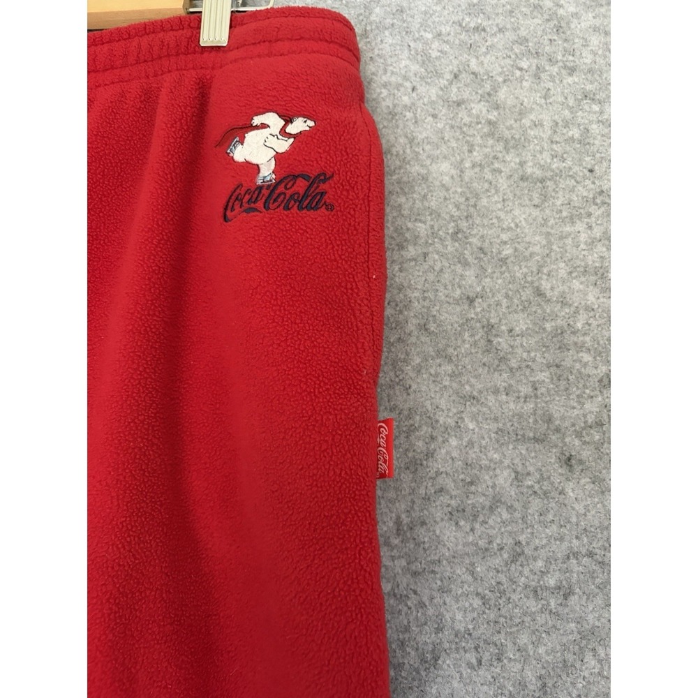 Vintage Coca Cola Red Polar Bear Embroidered Fleece Sweatpants Women's Size L